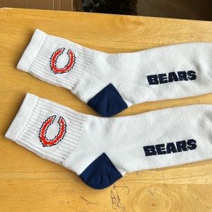 NFL size large white navy and orange socks
